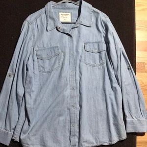 Denim Button-Up Blouse